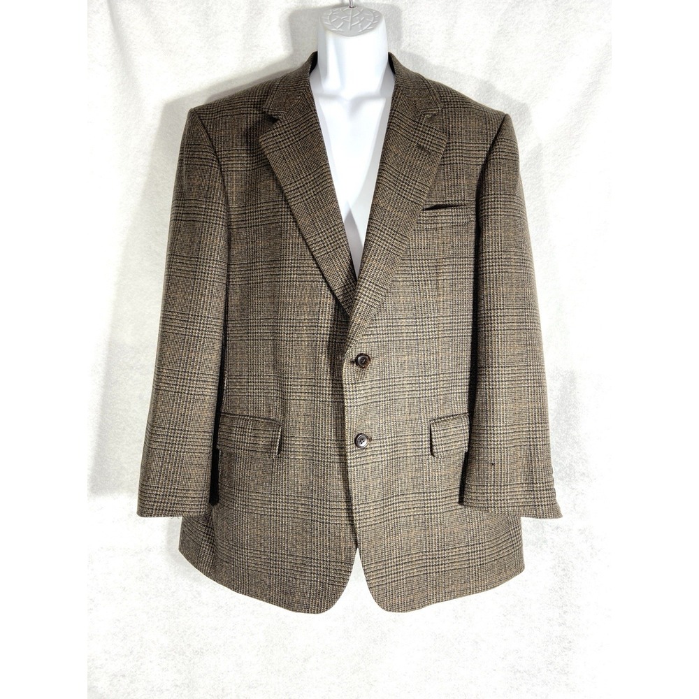 Joseph & Feiss Blazer Mens 43R‎ Brown Lambswool Houndstooth Old Money